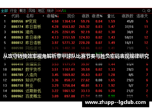 从攻守转换效率视角解析意甲球队比赛节奏与胜负密码表现规律研究